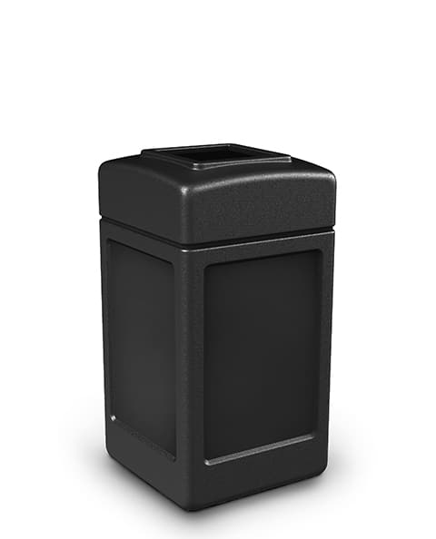 Square waste container with open dome (black)(minimum quantity required) - - Njco